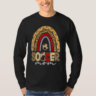 Leopard Rainbow Soccer Mom Sport Mom Leopard Mothe T-Shirt