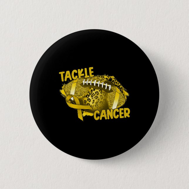 Leopard Rainbow Support Squad Childhood Cancer Awa Button (Front)