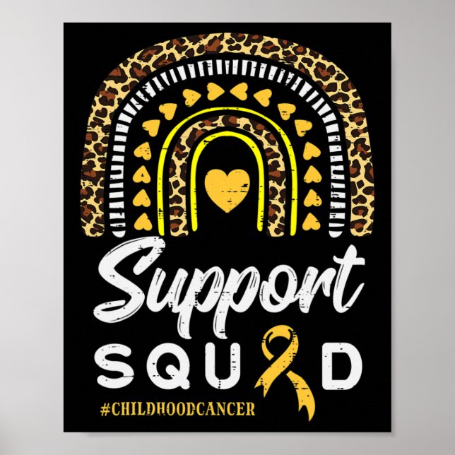 Leopard Rainbow Support Squad Childhood Cancer Awa Poster (Front)