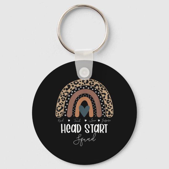Leopard Rainbow Teacher Student, School Head Start Keychain (Front)