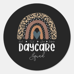Leopard Rainbow Teacher Student, School Nanny Dayc Classic Round Sticker