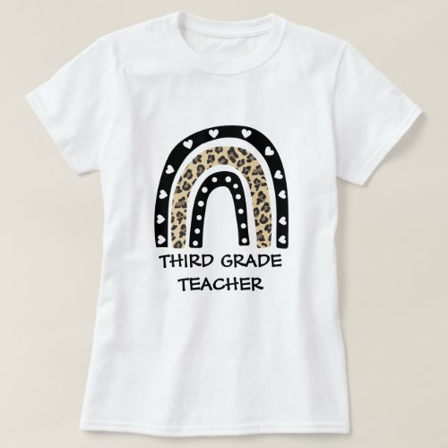 Leopard Rainbow Third Grade Teacher T_Shirt