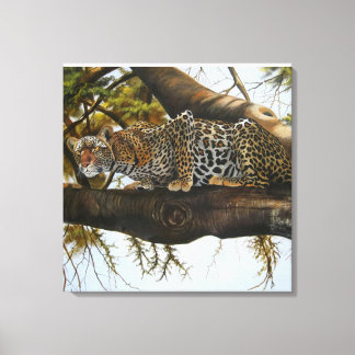 Leopard ready to pounce oil painting canvas print