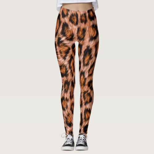 Leopard Real Skin Texture Pattern Leggings