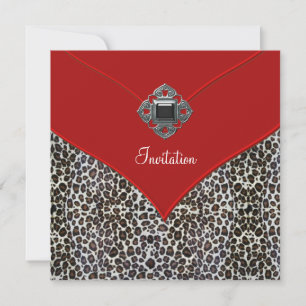 Leopard Red All Occasion Party Event Invitation