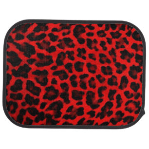 Leopard - Red and Black Car Floor Mat