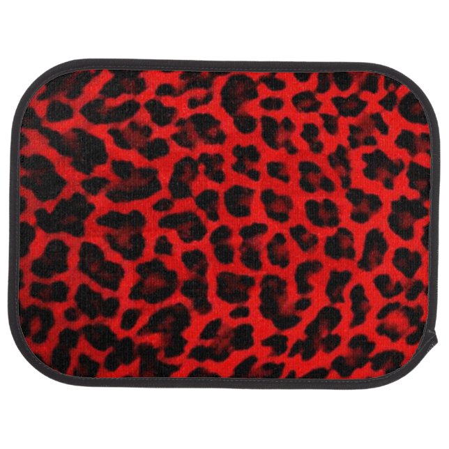 Leopard - Red and Black Car Floor Mat (Rear)
