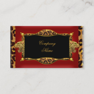 Leopard Red Black Gold Elegant Boutique 6 Business Card