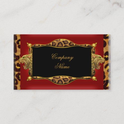 Leopard Red Black Gold Elegant Boutique 6 Business Card Templates