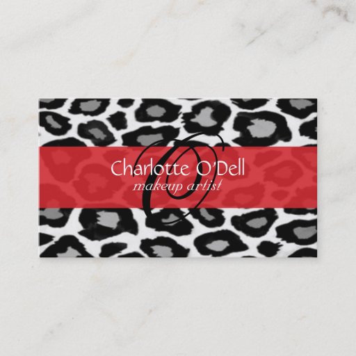 Customizable leopard; red business card