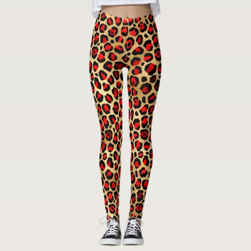Leopard red design leggings