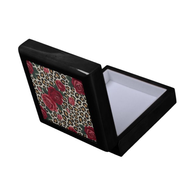 Leopard Red Roses Pattern Gift Box (Back Open)