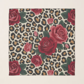 Leopard Red Roses Pattern Scarf