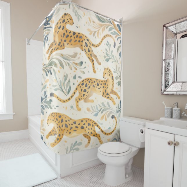 Leopard Reverie Shower Curtain (In Situ)