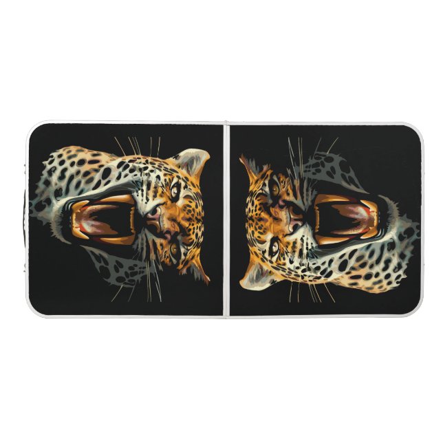 Leopard roaring attack head beer pong table (Top)
