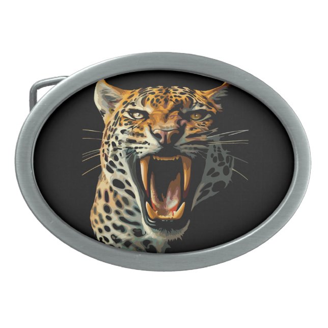 Leopard roaring attack head belt buckle (Front)