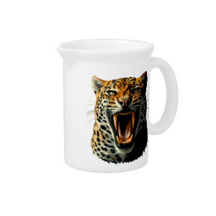 Leopard roaring attack head beverage pitcher