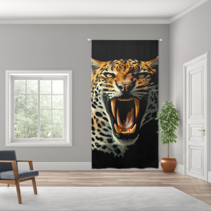 Leopard roaring attack head blackout curtains