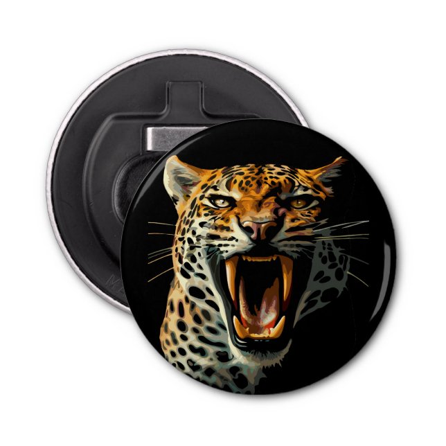 Leopard roaring attack head bottle opener (Front)