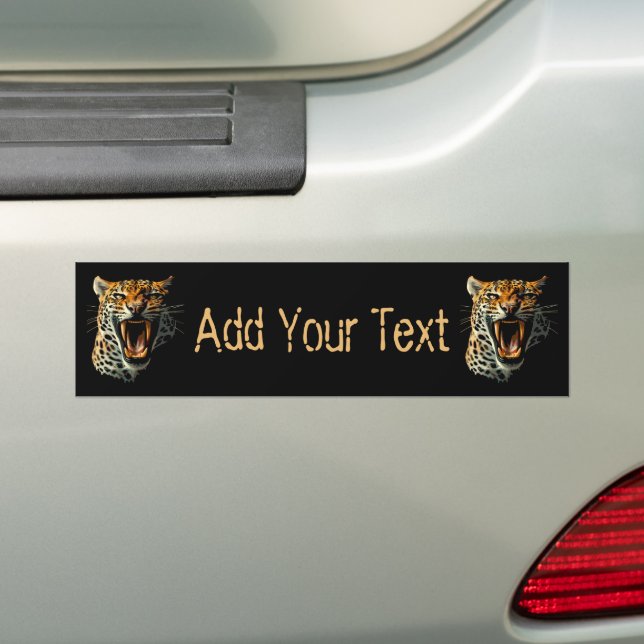 Leopard roaring attack head bumper sticker (On Car)