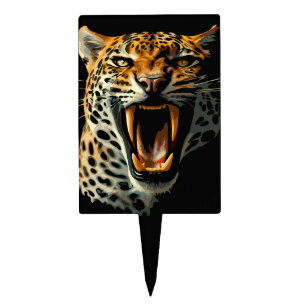 Leopard roaring attack head cake topper