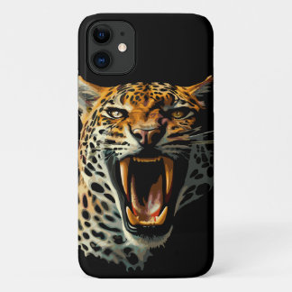 Leopard roaring attack head iPhone 11 case