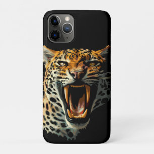 Leopard roaring attack head iPhone 11 pro case