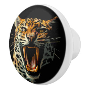 Leopard roaring attack head ceramic knob