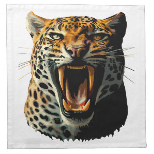 Leopard roaring attack head cloth napkin