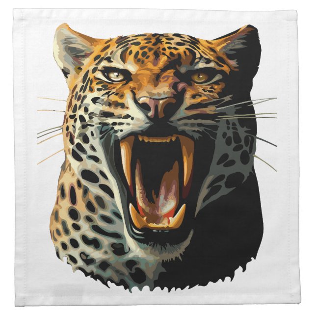Leopard roaring attack head cloth napkin (Front)