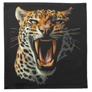 Leopard roaring attack head cloth napkin