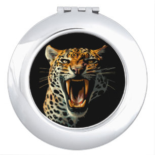 Leopard roaring attack head compact mirror