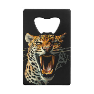 Leopard roaring attack head credit card bottle opener