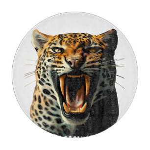 Leopard roaring attack head cutting board