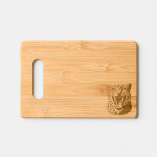 Leopard roaring attack head engraved cutting board