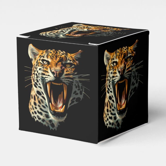 Leopard roaring attack head favor boxes (Front Side)