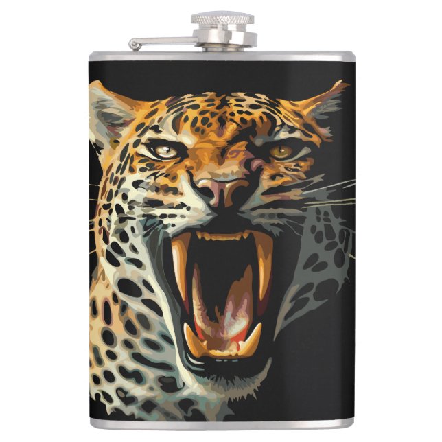 Leopard roaring attack head flask (Front)