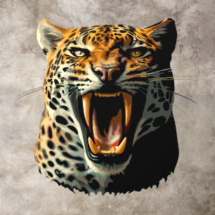 Leopard roaring attack head floor decals