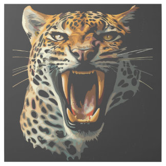 Leopard roaring attack head gallery wrap