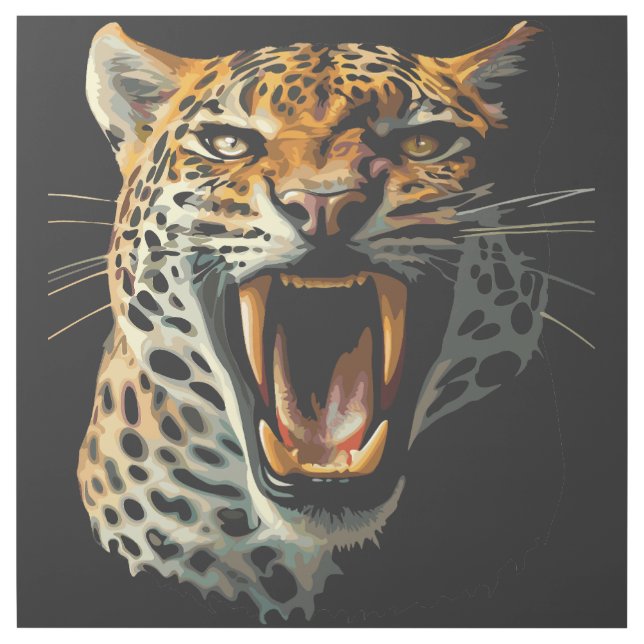 Leopard roaring attack head gallery wrap (Front)
