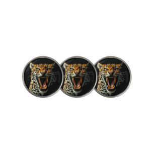 Leopard roaring attack head golf ball marker