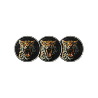 Leopard roaring attack head golf ball marker