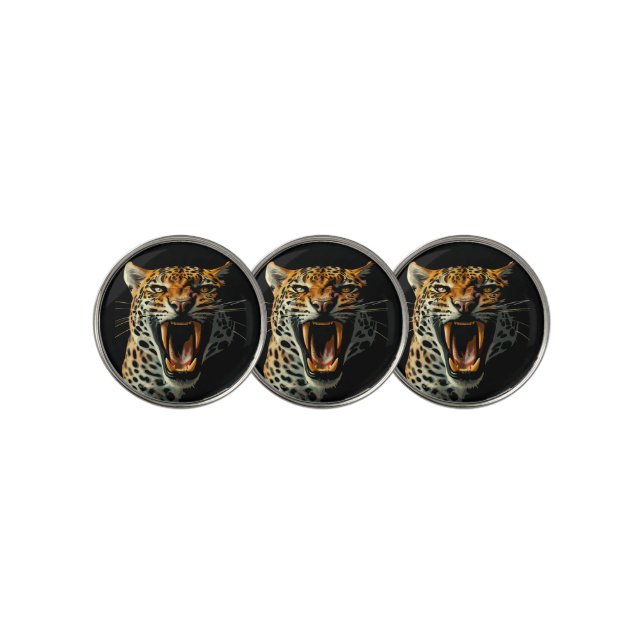 Leopard roaring attack head golf ball marker (3 Up)