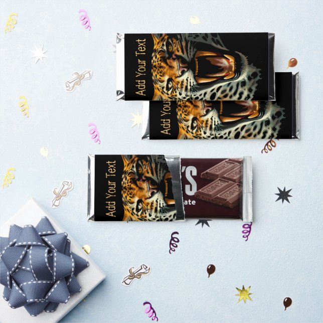 Leopard roaring attack head hershey bar favors (Front)
