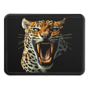 Leopard roaring attack head hitch cover