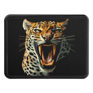 Leopard roaring attack head hitch cover