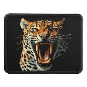 Leopard roaring attack head hitch cover