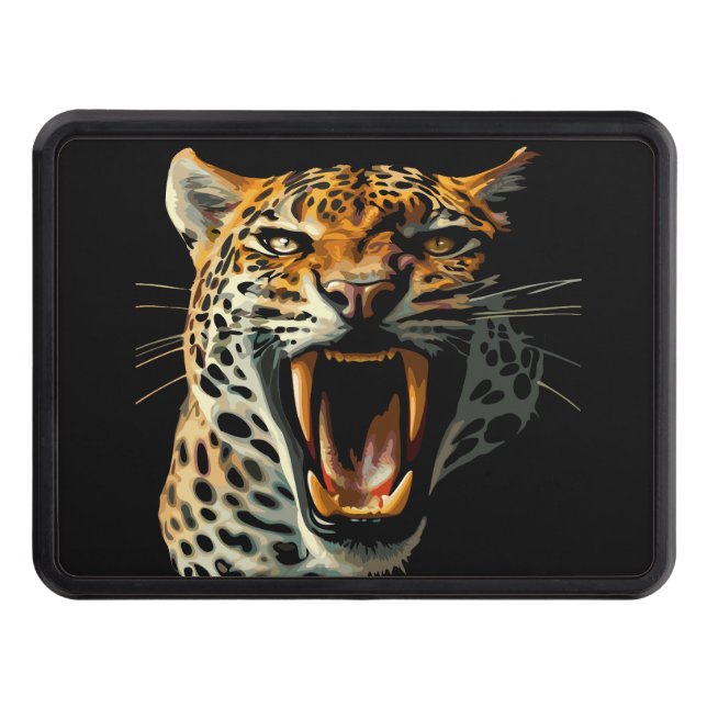 Leopard roaring attack head hitch cover (Front)