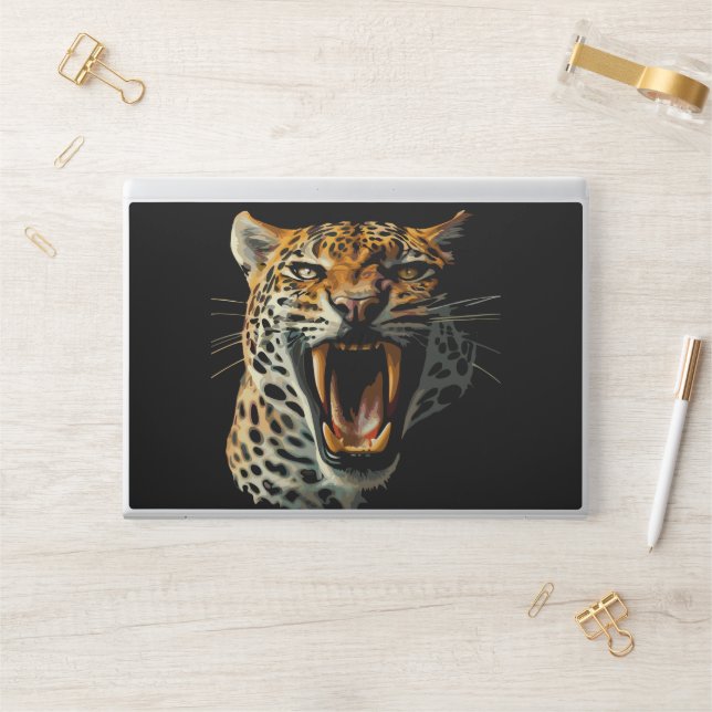Leopard roaring attack head HP laptop skin (Desk)