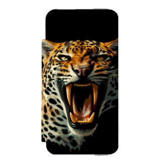 Leopard roaring attack head iPhone SE/5/5s wallet case